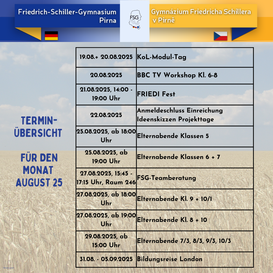 Terminübersicht August