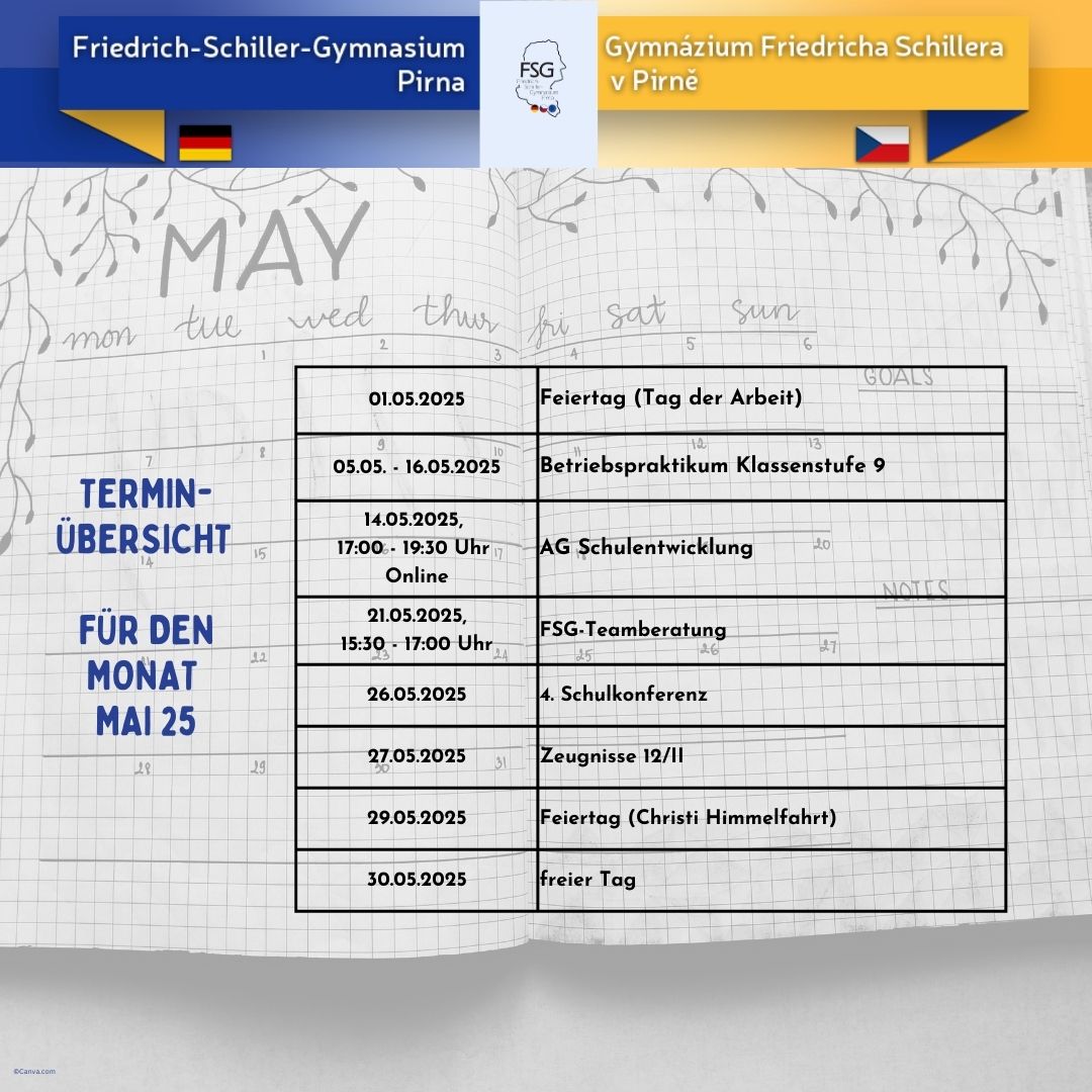 Terminübersicht Mai 2025