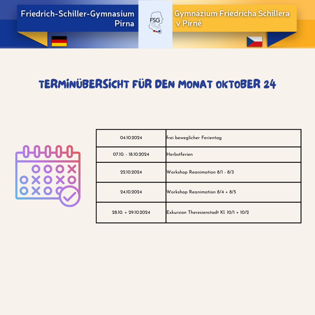 Terminübersicht Oktober